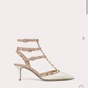 Valentino Garavani Cream and Tan Studded Heels